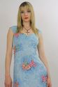Vintage 70s Hippie Boho blue Floral Deep V Party M