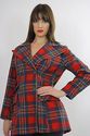 Vintage 70s boho red tartan plaid wool jacket blaz