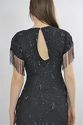Vtg 80s deco silk beaded sequin Fringe draped cock