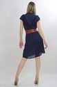 Vintage 70s Sheer Navy blue Ruffled Secretary Boho