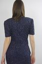 Vintage 80s Navy Blue deco silk sequin beaded cock