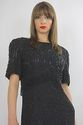 Vtg 80s deco sequin beaded tassel fringe flapper c