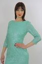 Vtg 90s Blue Sequin beaded Bandage Bodycon Openbac