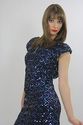 Vtg 80s sequin beaded open back flapper deco party