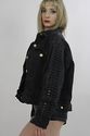 Vtg 80s Grunge Black Denim Gold Metallic studded  