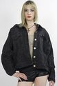 Vtg 80s Grunge Black Denim Gold Metallic studded  