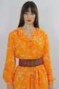 Vintage 70s Orange Abstract Polkadot Highwaisted B