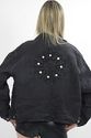 Vtg 80s Grunge Black Denim Gold Metallic studded  