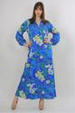 Vintage 70s Blue Hawaiian Floral festival Hippie G
