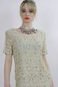 Vtg 80s Sequin Beaded SHEER lace Deco Cocktail lon