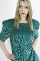 Vtg 80s SILK deco flapper sequin beaded  party min