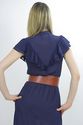 Vintage 70s Sheer Navy blue Ruffled Secretary Boho
