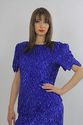 Vintage 80s Silk sequin beaded Metallic Draped Dec