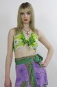 Vtg 70s Abstract floral Boho gypsy Deep V Plunging