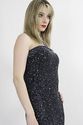 Vintage 80s SHEER silk beaded sequin high low fish