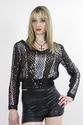 Vintage  60s Crochet silver metallic Sequin beaded