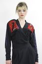 Vtg 80s bat wing boho suede studded applique maxi 