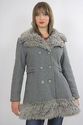 Vtg 70s Boho Wool Canada  coat jacket faux fur tri