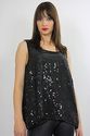 Vtg 80s silk black sequin beaded party dress tunic