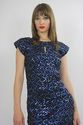 Vtg 80s sequin beaded open back flapper deco party