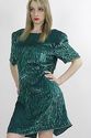 Vtg 80s SILK deco flapper sequin beaded  party min