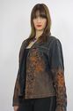 Vintage 80s Boho Gypsy denim jacket top tapestry e