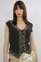 Vtg 80s gold metallic sequin beaded party dress ve