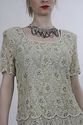 Vtg 80s Sequin Beaded SHEER lace Deco Cocktail lon