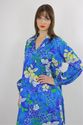 Vintage 70s Blue Hawaiian Floral festival Hippie G