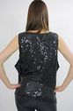 Vtg 80s silk black sequin beaded party dress tunic