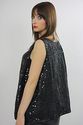 Vtg 80s silk black sequin beaded party dress tunic
