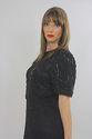Vtg 80s deco sequin beaded tassel fringe flapper c