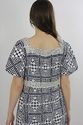 Vintage 60s 70s Navy Blue Abstract Polka dot Highw