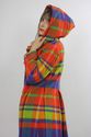 Vintage 70s Boho Hippie Wool Mod neon plaid long h