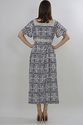 Vintage 60s 70s Navy Blue Abstract Polka dot Highw