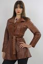Vintage 70s Hippie Boho Brown belted leather jacke