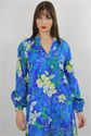 Vintage 70s Blue Hawaiian Floral festival Hippie G