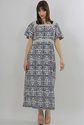 Vintage 60s 70s Navy Blue Abstract Polka dot Highw