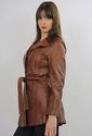 Vintage 70s Hippie Boho Brown belted leather jacke