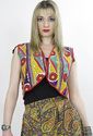 Vtg 70s INDIA Hippie Boho Mirror Neon floral Embro