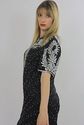 Vtg 80s silk sequin beaded encrusted Flapper deco 