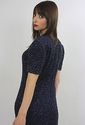 Vintage 80s Navy Blue deco silk sequin beaded cock