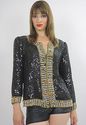 Vtg 80s Deco sequin beaded draped party dress jack