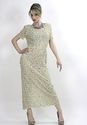 Vtg 80s Sequin Beaded SHEER lace Deco Cocktail lon