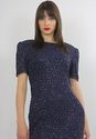 Vintage 80s Navy Blue deco silk sequin beaded cock