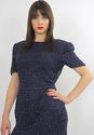 Vintage 80s Navy Blue deco silk sequin beaded cock