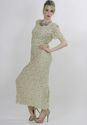 Vtg 80s Sequin Beaded SHEER lace Deco Cocktail lon