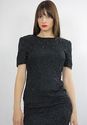 Vtg 80s draped boho black silk sequin beaded party