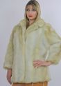 Vintage  70s 80s Hippie Boho Chub Beige Faux Fur C