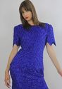 Vintage 80s Silk sequin beaded Metallic Draped Dec